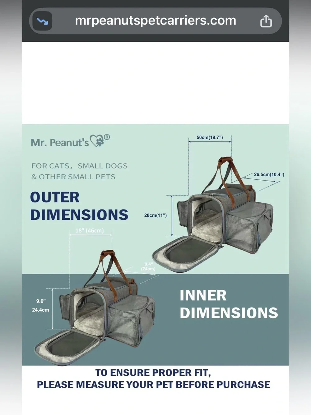 Mr. Peanut Big Apple XL Double Expandable Pet Carrier